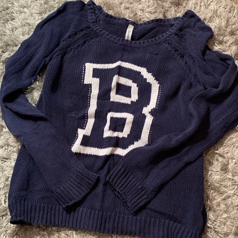 Navy Blue “B” Crew Neck Sweater